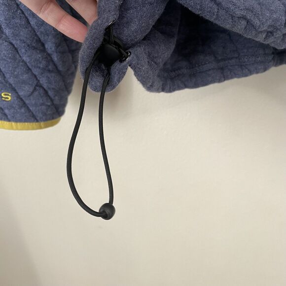 Orvis Women’s L Quilted Pullover 1/4 Snaps Zip Pockets Blue Yellow Sweatshirt - Picture 8 of 12